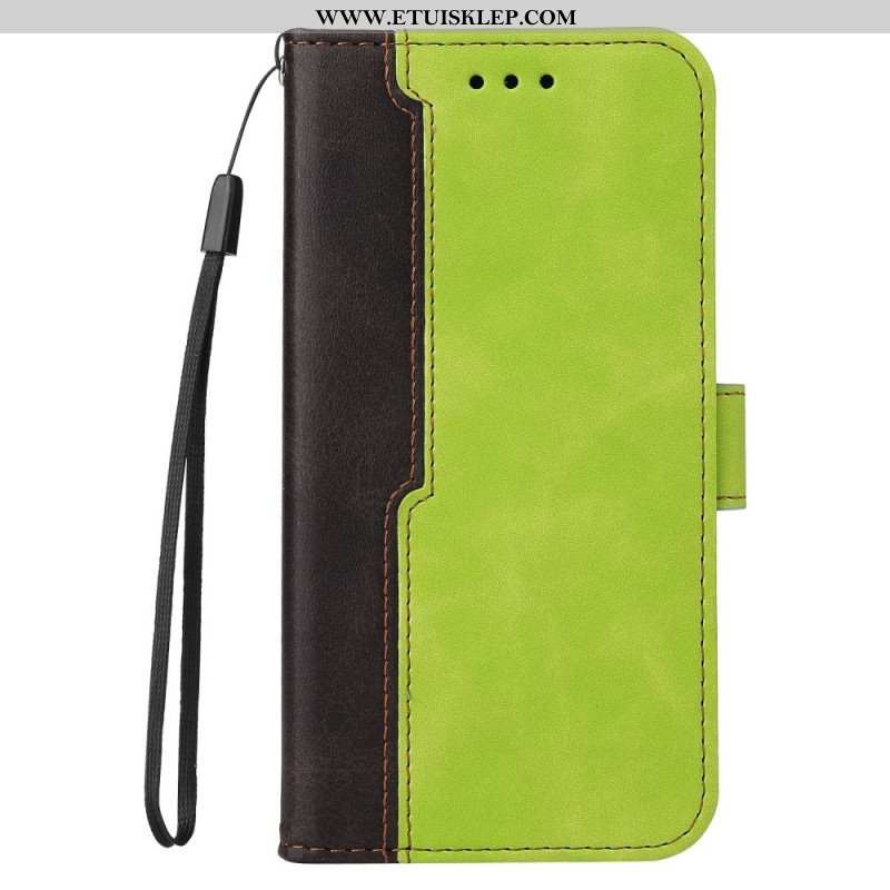 Etui Folio do iPhone 14 Dwukolorowy Z Paskiem